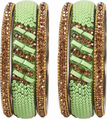 CHURA KING Alloy Crystal Silver Bangle Set(Pack of 6)