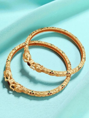 Sangria Brass Diamond Gold-plated Bangle Set(Pack of 2)
