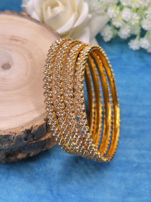 Kawai Brass Diamond Gold-plated Bangle Set(Pack of 4)