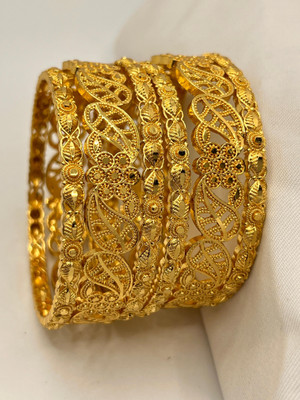 Bajrang Brass, Copper Gold-plated Bangle Set(Pack of 6)