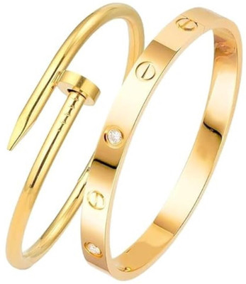 DUANT Stainless Steel Cubic Zirconia Gold-plated Bracelet(Pack of 2)