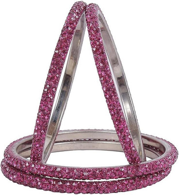 Rajwadi Alloy Cubic Zirconia Silver Bangle Set(Pack of 4)