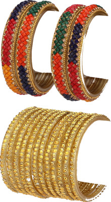 1st Time Glass Beads, Crystal Enamel Bangle Set(Pack of 10)
