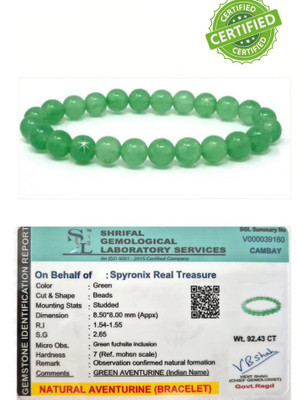 SPYRONIX REAL TREASURE Stone, Green Aventurine Crystal Bracelet