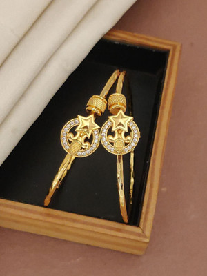 arches Brass Diamond Gold-plated Bangle Set(Pack of 2)
