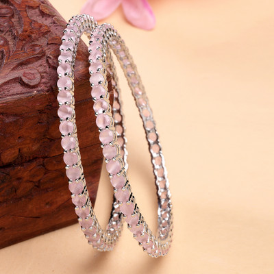 ZENEME Brass Rhodium Bangle(Pack of 2)