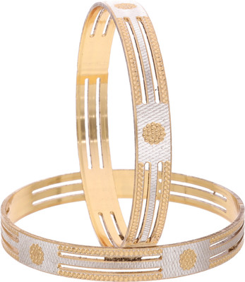 Dressberry Brass Diamond Gold-plated Bangle Set(Pack of 2)