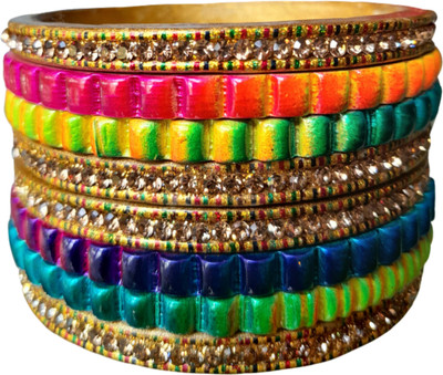 RADHIKAA FASHIONS Lac Crystal Bangle Set(Pack of 8)
