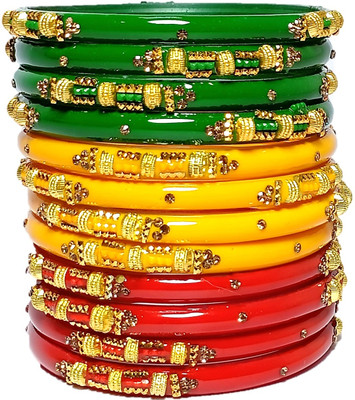 T4 JEWELS Glass Cubic Zirconia Gold-plated Bangle Set