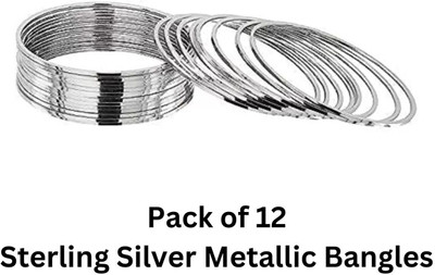 Fab Creations Alloy Silver Bangle Set(Pack of 10)