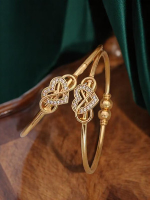 Hetshree Brass Diamond Gold-plated Bangle Set(Pack of 2)
