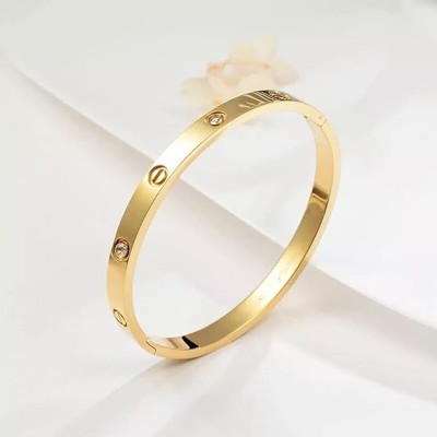 Fashion Frill Stainless Steel Cubic Zirconia Gold-plated Bracelet