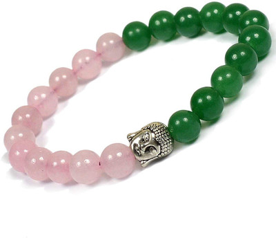 GemVastu Rose Quartz, Green Jade Beads, Crystal Bracelet