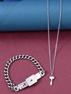 YELLOW CHIMES Metal Rhodium Bracelet(Pack of 2)