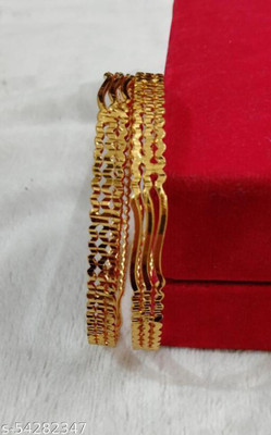 HouseOfCommon Brass Gold-plated Bangle Set(Pack of 2)