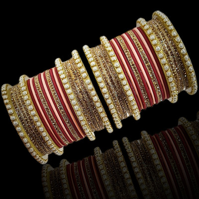Royal Bangles Metal Zircon Bangle Set(Pack of 10)