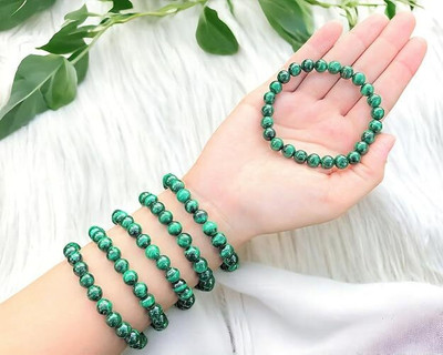 GemVastu Crystal Beads, Malachite Charm Bracelet