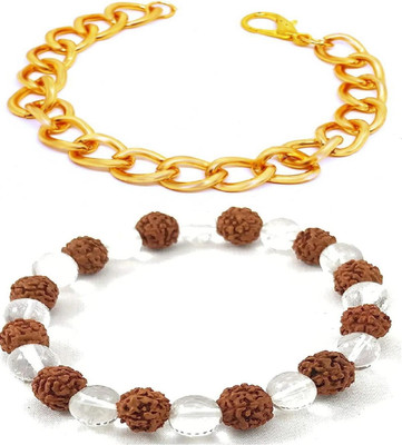 HouseOfCommon Crystal, Rudraksha, Alloy Bracelet(Pack of 2)