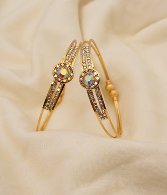 Gemini Creation Alloy Cubic Zirconia Gold-plated Bracelet Set(Pack of 2)