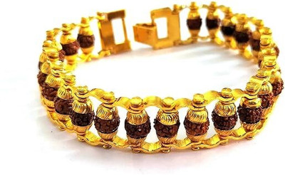 DIVINE SOUVENIRS Rudraksha Gold-plated Bracelet Set