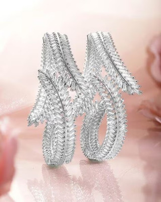 DENICRAAS Alloy Diamond, Crystal, Zircon Silver Bangle Set(Pack of 2)