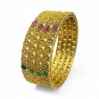 Sirini Brass Gold-plated Bangle Set(Pack of 4)