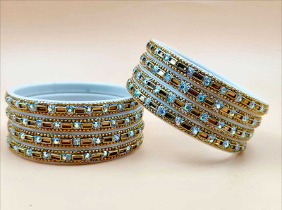 RAF dukan Plastic Crystal Silver Bangle Set(Pack of 8)