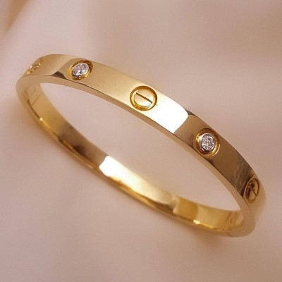 Goldiwala Stainless Steel Cubic Zirconia Gold-plated Kada