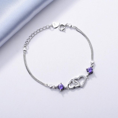 MYKI Stainless Steel Cubic Zirconia Silver Coated Charm Bracelet