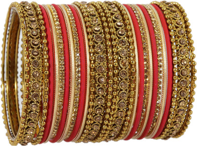 ZULKA Metal, Fabric Zircon Bangle Set(Pack of 28)