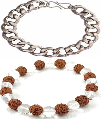 HouseOfCommon Crystal, Rudraksha, Stainless Steel Bracelet(Pack of 2)