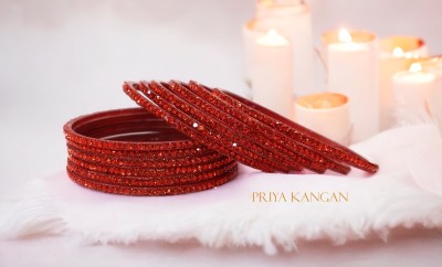 priya kangan Glass Zircon Bangle(Pack of 10)