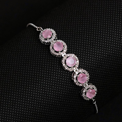Zoey Brass Cubic Zirconia Silver Bracelet