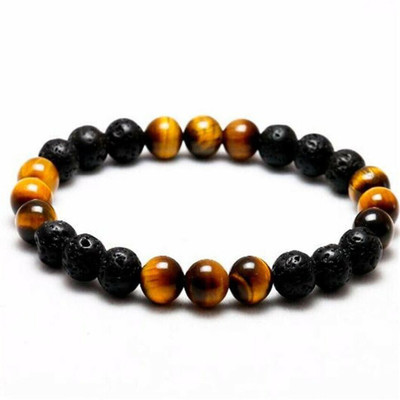 Malas Collection Tiger's Eye, Lava Beads Bracelet