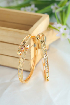 Gangour NX Alloy Cubic Zirconia Gold-plated Bangle Set(Pack of 2)