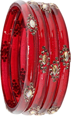 ZULKA Glass Diamond, Zircon Bangle Set(Pack of 4)