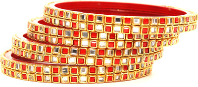 KOTTIAR CREATIONS Glass Crystal Bangle Set(Pack of 4)