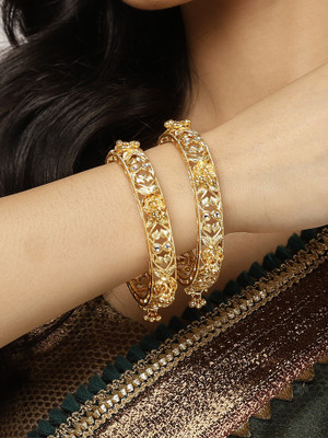 Karatcart Alloy Crystal Gold-plated Bangle Set(Pack of 2)