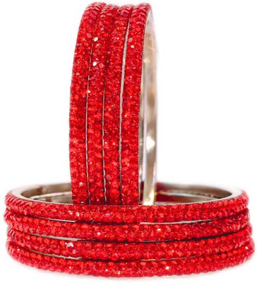 RKGlow Brass Crystal Bangle Set(Pack of 8)
