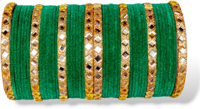 Atrika Glass, Alloy Zircon Gold-plated Bangle Set(Pack of 10)