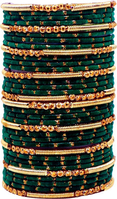 RADHA MOHAN EMPIRE Fabric, Glass Bangle Set(Pack of 34)