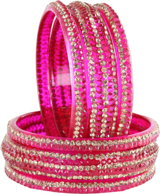 LAVAZZA Glass Beads, Zircon Bangle Set(Pack of 6)