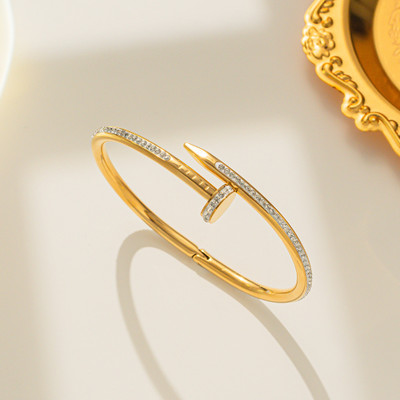 Dressberry Metal, Stone, Alloy, Stainless Steel Cubic Zirconia, Diamond, Crystal Gold-plated Bracelet