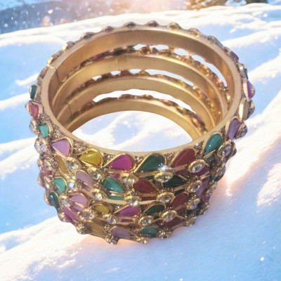 RHSINOM Metal Bangle Set(Pack of 4)