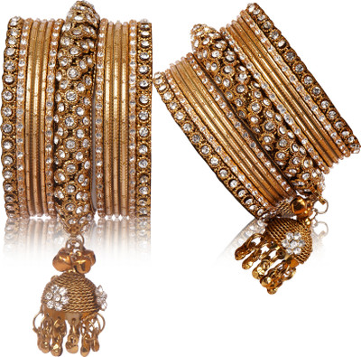 Rupika Brass Cubic Zirconia Brass Bangle Set(Pack of 26)