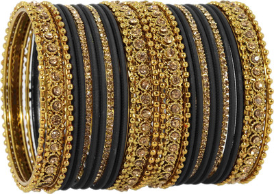 ZULKA Metal, Fabric Zircon Bangle Set(Pack of 28)