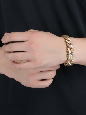 Thrillz Stainless Steel Crystal Gold-plated Bracelet