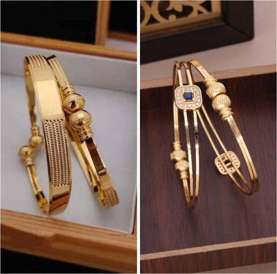 ANOUK Brass Diamond Gold-plated Bangle Set(Pack of 3)