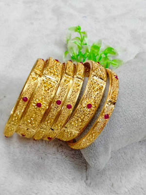 HouseOfCommon Brass Gold-plated Bangle Set(Pack of 2)