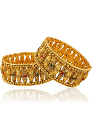 GC PREMIUM JEWELLERY Brass Gold-plated Bangle Set(Pack of 2)